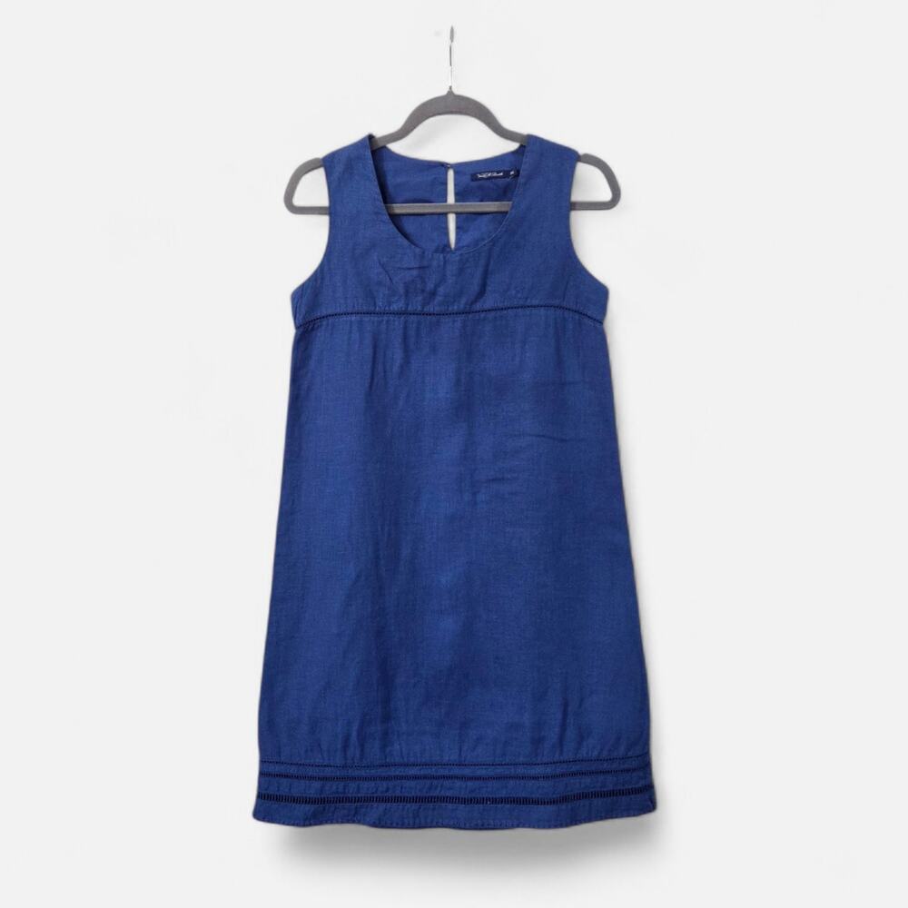 Voila St. Barth Blue Linen Resort Lightweight Beachy Mini Dress, US Size 4 EU 36